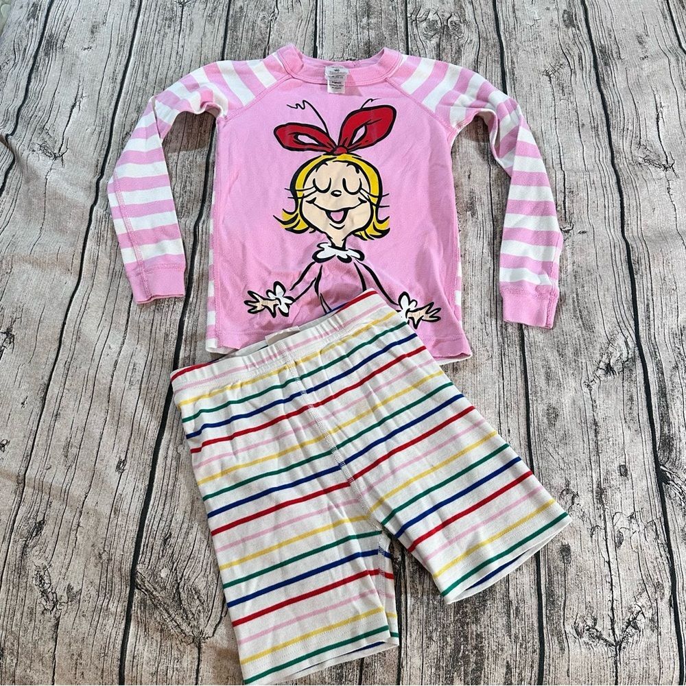 Hanna Andersson Organic The Grinch Cindy Lou Who Pajama Top Size 8 (free shorts)